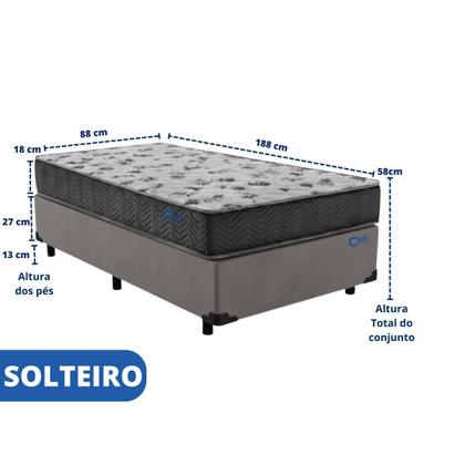 Imagem de Colchão Solteiro Ortobom Espuma Iso 100 D33 com Base Box 88x188x58  Conjunto Linha Econômica