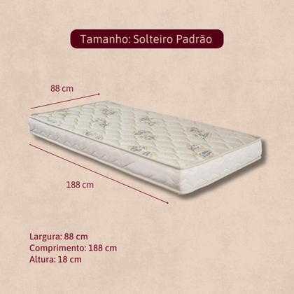 Imagem de Colchão Solteiro Ortopédico Espuma D33 Orthocrin Cristal 88x188x18 Espuma Certificada Conforto Firme Tecido Antialérgico