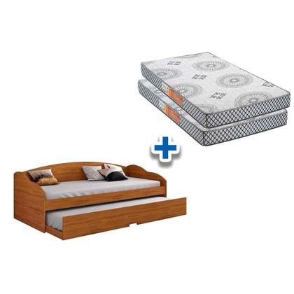 Imagem de Colchão Solteiro Pérola Polar (2un) + Sofá Cama Funny III c/ Auxiliar Branco