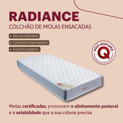 Imagem de Colchão Solteiro Plus Víuva Molas Ensacadas Orthocrin Radiance 110x200x24 Espuma Certificada