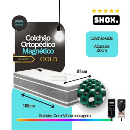 Imagem de Colchão Solteiro Shox Gold Com Vibromassagem Ortopédico 188X088X020cm