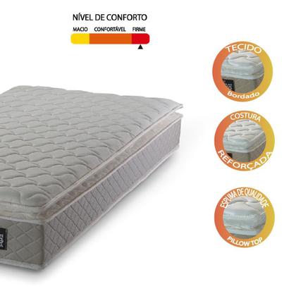 Colchão Solteiro Strong Pillow Top Espuma D45 88x188x24cm Bege - Suporta até 150kg por Pessoa - SINIFLEX Imagem de Colchão Solteiro Strong Pillow Top Espuma D45 88x188x24cm Bege - Suporta até 150kg por Pessoa