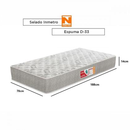 Imagem de Colchão Solteiro Turquesa D33 078x188x14 Cinza E Branco Cinza Com Branco