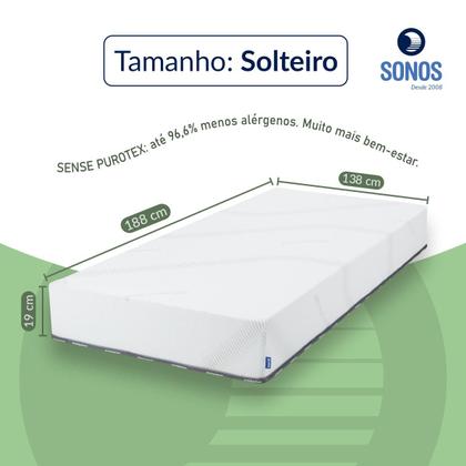 Imagem de Colchão Sonos Sense Purotex Solteiro Ortopédico Espuma D28 88x188x19 a Vácuo