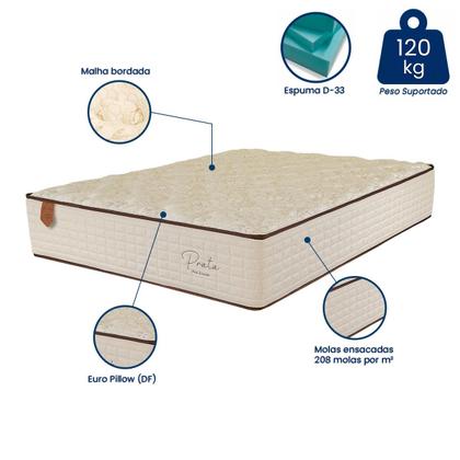 Imagem de Colchão Viúva 128x188x30 Prata Prorelax Molas Ensacadas Pillow In Duplo - Bege