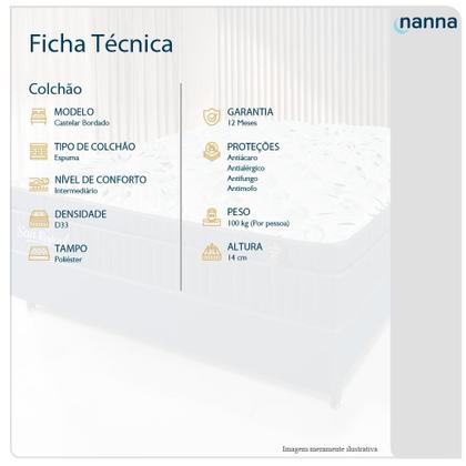 Imagem de Colchão Viúva Castelar Espuma D33 128x188x14cm