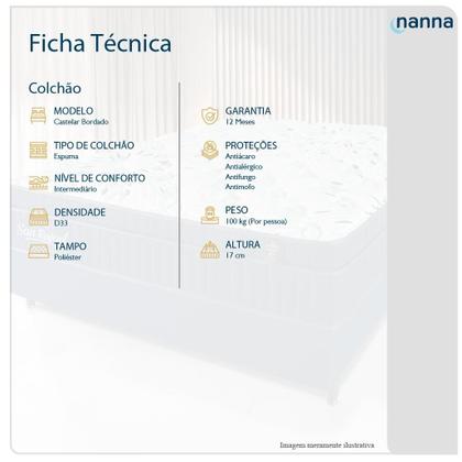 Imagem de Colchão Viúva Castelar Espuma D33 128x188x17cm