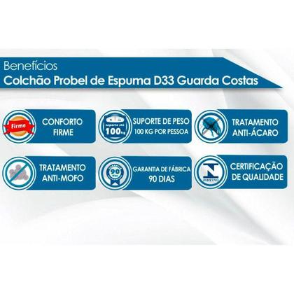 Imagem de Colchão Viúva Espuma D33 Guarda Costas Brown (128x188x14) - Probel