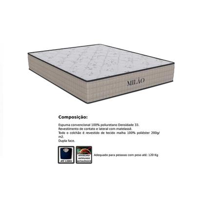 Imagem de Colchão Viúva Espuma D33 Milão Bege (128x188x20) - Orthoflex