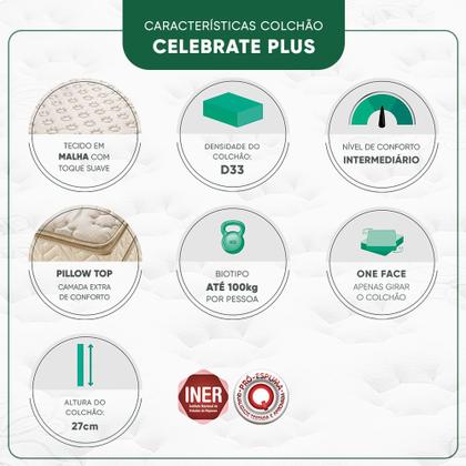 Imagem de Colchão Viuva Espuma D33 Minaspuma Celebrate Plus One Face 128x188x27cm