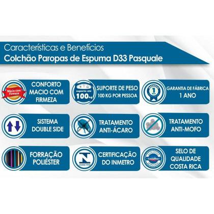 Imagem de Colchão Viúva Espuma D33 Pasquale Black Bordado (128x188x25) - Paropas