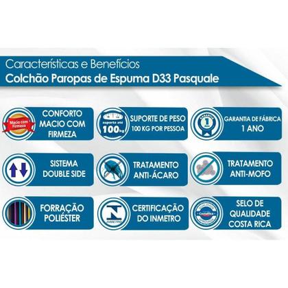 Imagem de Colchão Viúva Espuma D33 Pasquale Clean (128x188x16) - Paropas