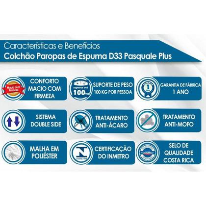 Imagem de Colchão Viúva Espuma D33 Pasquale Plus Euro Pillow Black (128x188x20) - Paropas