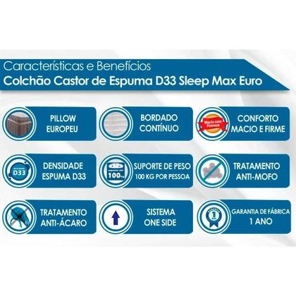 Imagem de Colchão Viúva Espuma D33 Sleep Max Pillow (128x188x25) - Castor