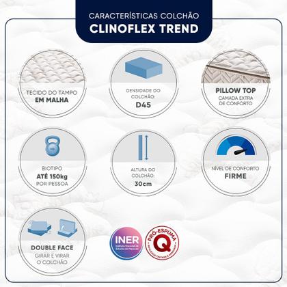 Imagem de Colchão Viuva Espuma D45 Americanflex Clinoflex Trend 128x188x30cm