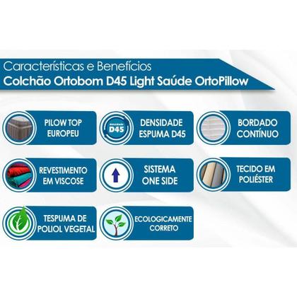 Imagem de Colchão Viúva Espuma D45 Light OrtoPillow (128x188x25) - Ortobom