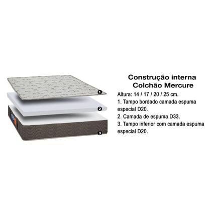 Imagem de Colchão Viúva Espuma Mercure D33 128x188x20 Sankonfort