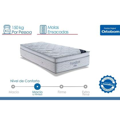 Imagem de Colchão Viúva Espuma Viscoelástico Visco Molas Ensacadas SuperPocket Freedom OrtoPillow (128x188x32) - Ortobom