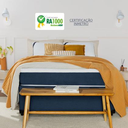 Imagem de Colchão Viúva Guldi Macio Mola Ensacada (25x128x188) Branco e Azul