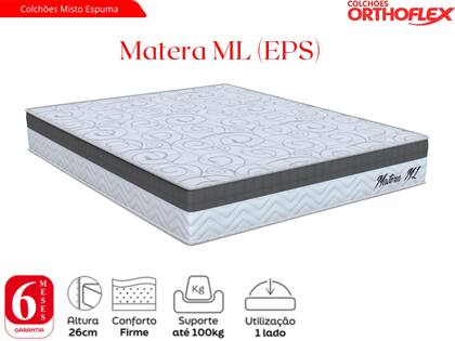 Imagem de Colchão Viúva Matera ml (Eps - D33 Misto Espuma) 26x128x188cm Orthoflex Branco/Cinza