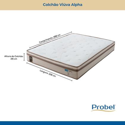 Imagem de Colchão Viúva Mola Ensacada Probel Alpha (128x188x26cm) Branco