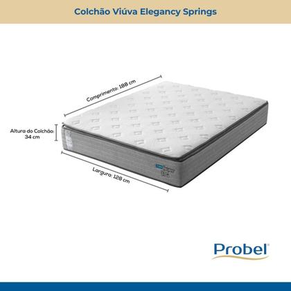 Imagem de Colchão Viúva Mola Ensacada Probel Elegancy Springs (128x188x34cm) Branco