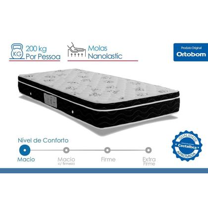 Imagem de Colchão Viúva Molas Bonnel Nanolastic Physical Spring Ortopillow (128x188x23) - Ortobom