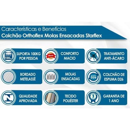 Imagem de Colchão Viúva Molas Ensacadas MasterPocket Starflex (128x188x22) - Orthoflex