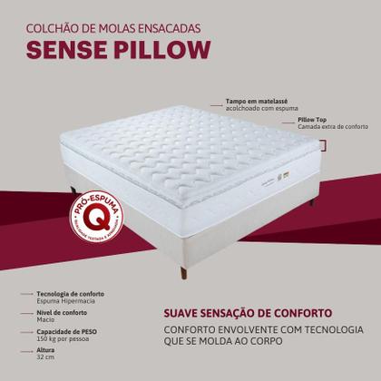 Imagem de Colchão Viúva Molas Ensacadas Orthocrin Sense Pillow Top 110x200x30 Conforto Macio