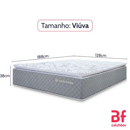 Imagem de Colchão Viúva Molas Ensacadas Pillow Top Premium Sleep Cinza 128x188cm BF Colchões