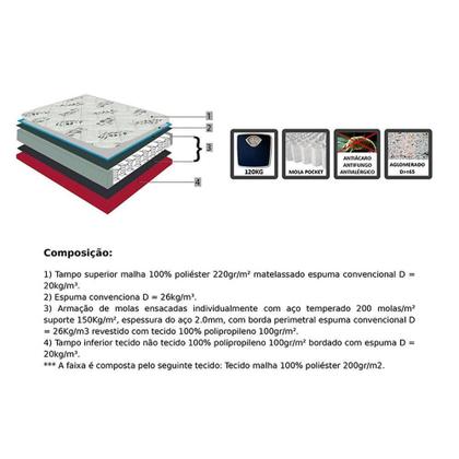Imagem de Colchão Viúva Molas MasterPocket Ensacadas Starflex (128x188x22) - Orthoflex