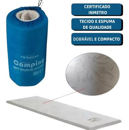 Imagem de Colchonete Mochila Camping Blue Solteiro 55x175x4cm Ortobom Acampamento Viagem Dobrável