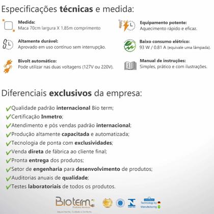 Imagem de Colchonete Térmico Digital Bivolt Bioterm Para Maca e Mesa de Massagem Certificação Inmetro e Iso9001
