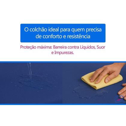 Imagem de Colchonete Viúva D23 Napa Azul Impermeável Lavável (128x188x8) - Luckspuma