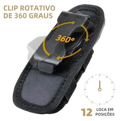 Imagem de Coldre Tático Giratório 360° para Lanterna - com Mosquetão e Clipe para Cinto