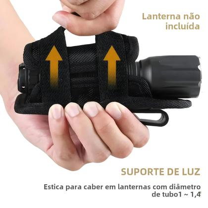 Imagem de Coldre Tático Giratório 360° para Lanterna - com Mosquetão e Clipe para Cinto