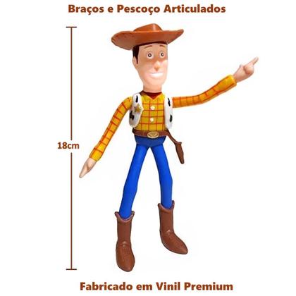 Imagem de Coleção 3 Bonecos Toy Story Jessie Woody Buzz Lightyear 18cm Articulados Caixa Presente