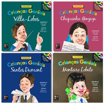 Imagem de Coleção Crianças Geniais Bilíngue Box 8 Livros Grandes Nomes Da História Infantil Educativo Português Inglês