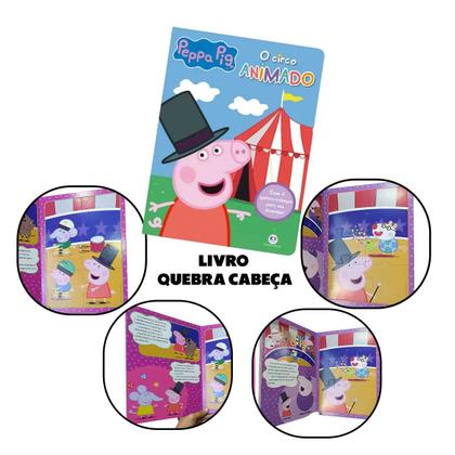 Imagem de Coleção Livro Peppa Pig Com 4 Quebra Cabeças e 101 Primeiros Desenhos Unicornio + Massinha de Modelar Eva
