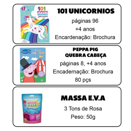 Imagem de Coleção Livro Peppa Pig Com 4 Quebra Cabeças e 101 Primeiros Desenhos Unicornio + Massinha de Modelar Eva