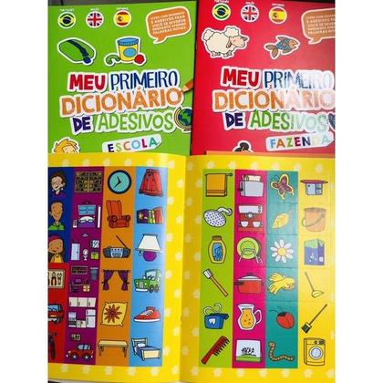 Imagem de Coleção Meu Primeiro Dicionario De Adesivos Trilingue- Escola, Fazenda, Casa e Palavras