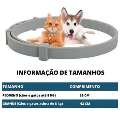 Imagem de Coleira Anti Pulga Cao Gato Cachorro Pet Kit 3 Uni Carrapato Leishmaniose Resistente Eficaz Proteçao Felino Canino Tamanho Ajustavel Segurança