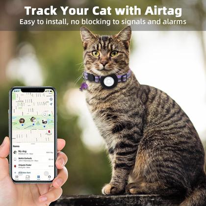 Imagem de Coleira de gato Airtag SimpleThings Reflective com suporte à prova d'água
