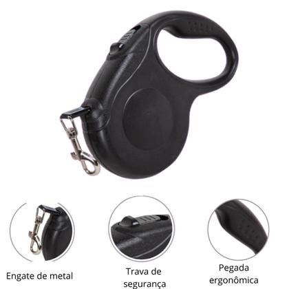 Imagem de Coleira Guia Retrátil Pet 3m, Para Passeios Longos e Confortáveis