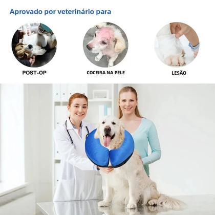Imagem de Coleira Inflável Protetora Para Cães, Ideal Para Recuperação Pós-Cirúrgica, Para Cães E Gatos De