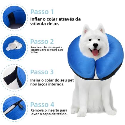 Imagem de Coleira Inflável Protetora Para Cães, Ideal Para Recuperação Pós-Cirúrgica, Para Cães E Gatos De