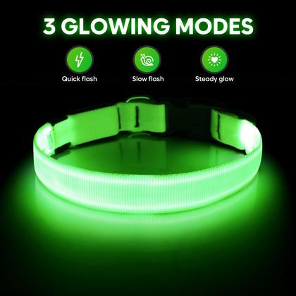 Imagem de Coleira LED para cães, luz de segurança recarregável Illumifun, verde