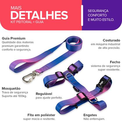 Imagem de Coleira Peitoral Com Guia Para Cachorro Cães Basic Pet