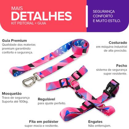 Imagem de Coleira Peitoral Com Guia Para Cachorro Cães Basic Pet