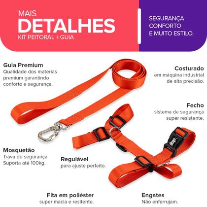 Imagem de Coleira Peitoral Com Guia Para Cachorro Cães Basic Pet